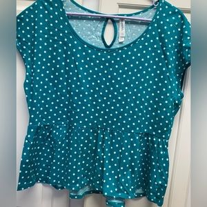 Aeropostale teal top with white polka dot  - size: xxl